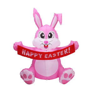 Easter Inflatable Bunny with LED Lights - Waterproof Outdoor Decorations Blow up pink Cartoon Rabbit Yard Decor for Garden - Product Image 6