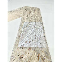 Tissu de robe de mariée brodé de luxe lourd noir, tissu de robe longue en strass, perle et sequin robe de soirée à la main en dentelle fa