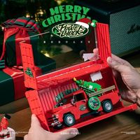 PB PB8849 Juguete de Construcción, Camión de Árbol de Navidad, Modelo de Coche, Educativo, DIY, ABS, Escala 1:32, Juego de Bloques de Construcción, 611 Piezas