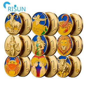 Monete Commemorative dei Dodici Segni Zodiacali all'Ingrosso, Monete Personalizzate con Logo 3D di Animali, Vergine, Leone, Toro, Ariete, <span class=keywords><strong>Capricorno</strong></span> - Product Image 1
