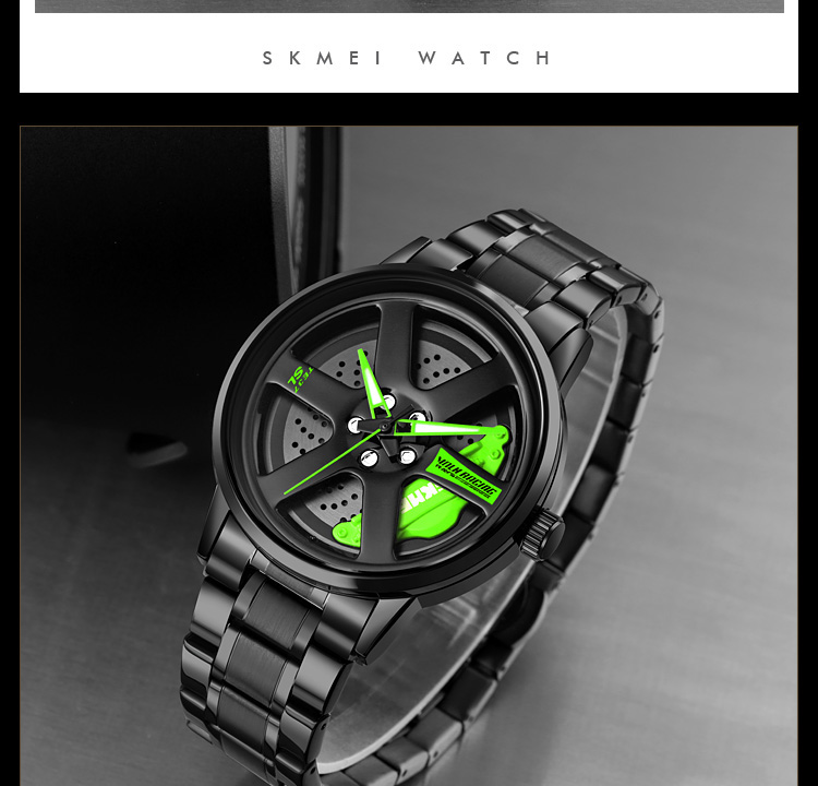 SKMEI 1787 New Wheels Rolling Creative Fashion Men's Watch Che Youhui League Fans Butterfly Double Snap Gift Wristwatch