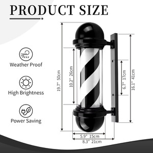 Hair salon Barber Pole Black and white striped LED decorative barber shop rotating light door <b>sign</b> entrance indicator light - Product Image 4