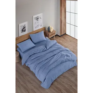 Juego de Funda Nórdica Doble de Algodón Sólido Karden Flower Azul Oscuro con 2 Fundas de Almohada, Venta al por Mayor, Ropa de Cama para Hotel, Juego de Recinto Nupcial, Suave para Dormitorio - Product Image 2