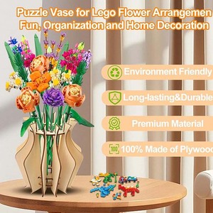 Rompecabezas de madera Florero Soporte de exhibición para <span class=keywords><strong>Lego</strong></span> Rosas Flor de cerezo Girasol Tulipanes Narcisos Regalo de loto - Product Image 4
