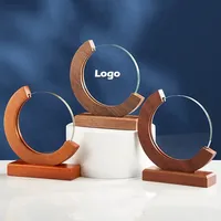 Usine Design Personnalisé Gravé Cristal Verre Bois Artisanat Prix 3D Logo Or Trophées Et Plaques En Bois pour Panneaux Muraux Boîtes En Bois