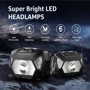 Lampe frontale <span class=keywords><strong>LED</strong></span> <span class=keywords><strong>rechargeable</strong></span> pour le camping en plein air, la pêche, les voyages, <span class=keywords><strong>bandeau</strong></span> réglable avec 7 modes, lumière COB pivotante - Product Image 2