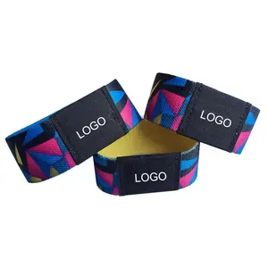 2024 Promos Festival Events Supplies Custom Made Woven Logo Polyester Rfid Elastic Wristband