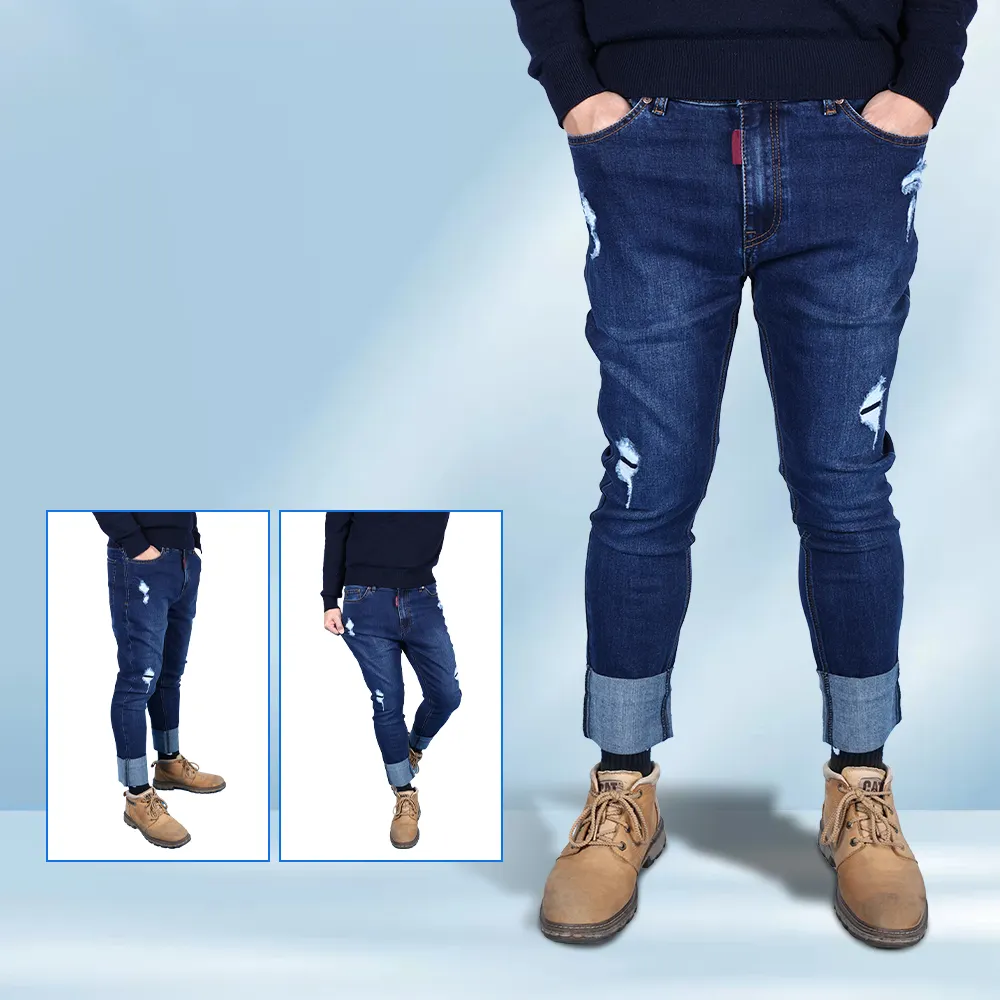 Pantalones totalmente personalizados, pantalones vaqueros para hombre, pantalones vaqueros para hombre al por mayor, pantalones vaqueros rasgados para hombre