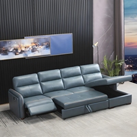 Canapé-lit modulaire électrique inclinable en forme de L avec rembourrage en éponge, design moderne pour salon de villa avec rangement