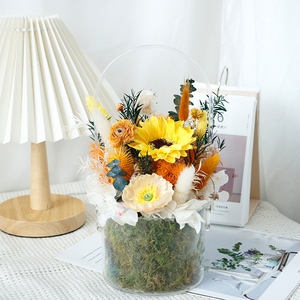 <span class=keywords><strong>Panier</strong></span> à fleurs circulaire de poche en acrylique Boîte à fleurs transparente haut de gamme <span class=keywords><strong>Panier</strong></span> à fleurs éternel portable pour offrir en <span class=keywords><strong>cadeau</strong></span> - Product Image 1