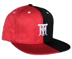 주문 누비이불 물자 snapback 모자 공장, 까만 빨간색 혼합 새로운 디자인 snapback 모자, 까만 둥근 모자