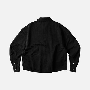 Camisa NERA de nailon de corte regular, negra, con cremallera completa, ligera, informal, estilo urbano, manga larga, en venta - Product Image 2