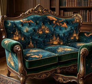 Tela de tapicería estampada de dragones y castillos de primera calidad, por yarda, tela artística de fantasía con dragones para muebles y sofás - Product Image 2