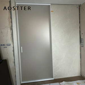 Puerta Corredera Interior AOSTTER Blanca Pura con Vidrio Esmerilado Translúcido y Herrajes Resistentes para Armario de Dormitorio Principal Minimalista - Product Image 6