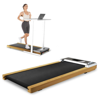Tapis de marche électrique portable en bois silencieux, tapis de course pour bureau, machine de course à pied avec écran LED et télécommande, usage domestique, 100 kg