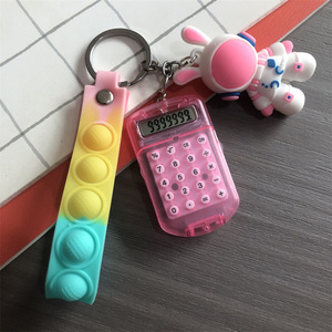 Mini Calculator Silicone Keychain Pendant With Pop It Bunny Design Portable Student Gift Colorful Assorted Styles - Product Image 2