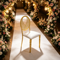 Chaise de salle à manger Luoweisen de luxe en métal doré, dossier ovale ajouré, pour mariages, banquets et événements, idéale pour hôtels et restaurants, mobilier moderne