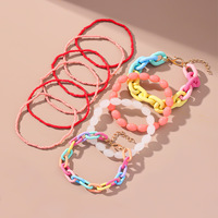 Lot de 10 bracelets de perles acryliques couleur bonbon empilables pour la plage, ensemble de bijoux d'été pour femmes