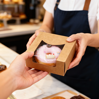 Boîte à gâteau et dessert en carton kraft écologique de qualité alimentaire, jetable, avec fenêtre, pour vente à emporter