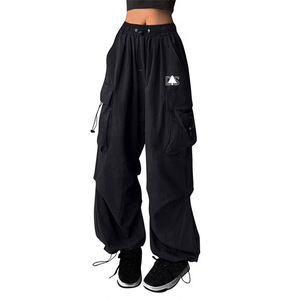 Pantalones Jogger Casuales Unisex de Pierna Ancha al por Mayor OEM con Logotipo Personalizado, Puños Elásticos, Pantalones Holgados Drapeados para Mujer, Pantalones Cargo con 6 Bolsillos - Product Image 3
