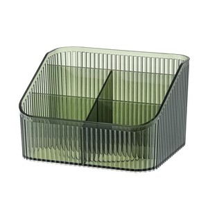 Boîte de rangement transparente à rayures pour cosmétiques, porte-rouge à lèvres, porte-pinceaux de maquillage, conteneur de rangement de bureau, design léger - Product Image 5