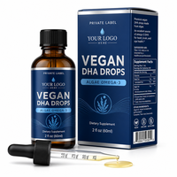 Gouttes de DHA Oméga 3 pour enfants, véganes, liquides oraux, complément alimentaire pour nourrissons et tout-petits, soutien de la santé du cerveau et des yeux, de la mémoire, GMP
