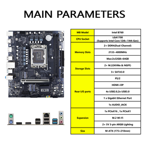 Nuevo Kit de placa base B760 para PC de escritorio de 2017 compatible con NVMe M2 PCIe4.0 e Intel Core I3 12100F CPU <span class=keywords><strong>DDR4</strong></span> B760 placa base - Product Image 3