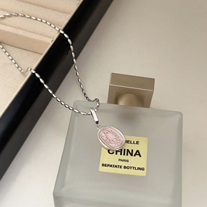Colgante ovalado de plata de ley S925 con epoxi rosa en forma de espiga de trigo, solitario, para mujer, regalo, joyería - Product Image 2
