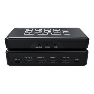 Mélangeur de diffusion en direct personnel FJGEAR, commutateur vidéo HDMI 2x2 avec entrée microphone et <span class=keywords><strong>capture</strong></span> USB, solution compacte tout-en-un - Product Image 4