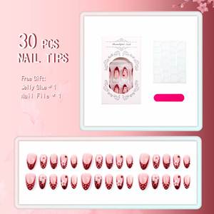 Uñas Postizas de Verano <span class=keywords><strong>con</strong></span> Diseño de Rosa Roja en 3D, Degradado, <span class=keywords><strong>con</strong></span> Puntos de LADYBIRD y <span class=keywords><strong>Manicura</strong></span> <span class=keywords><strong>Francesa</strong></span> - Product Image 4