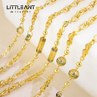 Collier long luxueux imperméable avec petites perles dorées plaqué or 21 carats de Dubaï pour femmes