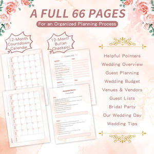Agenda Matrimoniale con Copertina Rigida Floreale e Adesivi, 132 Pagine, Diario Nuziale per la Sposa, <span class=keywords><strong>Libro</strong></span> Organizzatore per la Pianificazione del Matrimonio con Consigli sul Budget - Product Image 4