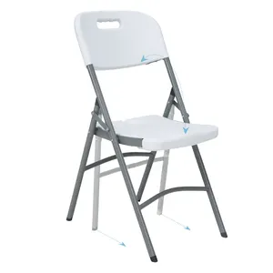 Silla plegable de resina para exteriores, asiento de plástico blanco y negro para eventos, bodas, camping, banquete, relajante