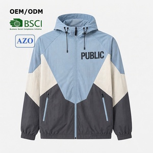 Chaquetas Cortavientos Personalizadas con Serigrafía, Transpirables, de Poliéster, con Bloques de Color, Corte Regular, Estilo Patchwork para Hombre - Product Image 1