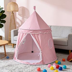 Tente de jeu pour enfants en forme de yourte rose pastel, facile à installer et portable, château de princesse pour filles, cadeau pour l'intérieur et l'extérieur - Product Image 1