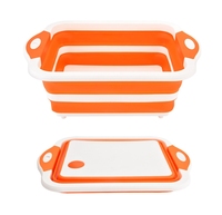Panier à eau vert pliable 2 en 1 Planche à découper pliable en plastique avec récipient