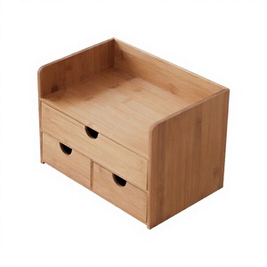Boîte de rangement multifonction en bambou avec compartiment latéral ouvert surélevé, organisateur de vaisselle de cuisine et d'objets divers pour <span class=keywords><strong>bureau</strong></span>, logo personnalisé - Product Image 1
