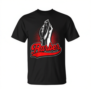Camiseta de barbero negra de manga corta con cuello redondo unisex para barberos y amantes del estilo de la peluquería - Product Image 2