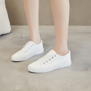 Baskets décontractées pour <span class=keywords><strong>femme</strong></span>, chaussures en <span class=keywords><strong>toile</strong></span> blanches avec lacets, nouvelle collection 2020, vente en gros - Product Image 6