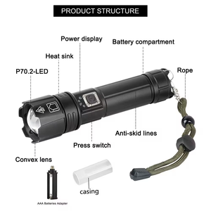 Có thể sạc lại lumens cao không thấm nước Đèn pin xách tay zoom P70 <span class=keywords><strong>LED</strong></span> Tactical <span class=keywords><strong>Torch</strong></span> ánh sáng cho cắm trại khẩn cấp - Product Image 2