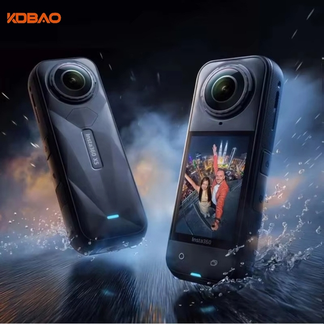 Insta 360 X5 New 360 Action Camera 2290mAh 4K Video IP68 Waterproof Panoramic Sports 150 Wide Angle 128GB MicroSD Rotating LCD