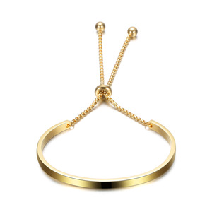Stainless Steel <b>Adjustable</b> <b>Bracelet</b> 4mm Half Round Chain Gold Silver Unisex Jewelry Gift - Product Image 4