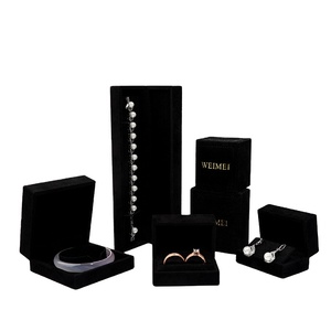 Luxury Engagement Wedding Ring Necklace Bracelet <b>Gift</b> Jewelry Packaging logo Black Velvet Jewelry <b>Boxes</b> - Product Image 1
