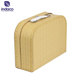 Ensemble de 2 boîtes de rangement rétro en carton imitation papier tressé, coffrets cadeaux décoratifs avec poignée à loquet métallique - Product Image 5