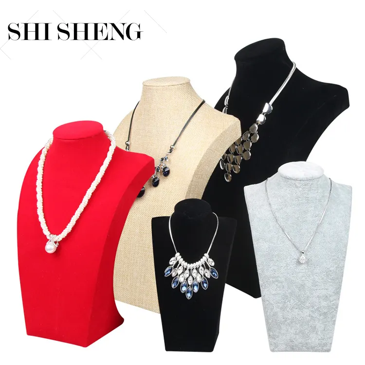 SHI SHENG New Velvet Jewelry Holder Rack Necklace Bust Stand for Necklaces Pendant Earrings Display