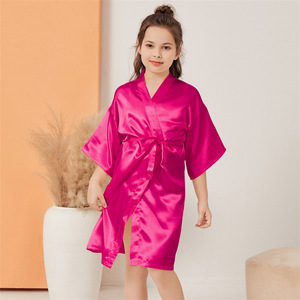 Kimono in Raso Personalizzato per Bambine, Vestaglie Tinta Unita, Pigiami per Bambine, <span class=keywords><strong>Accappatoio</strong></span> per Bambini - Product Image 6