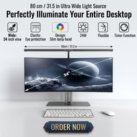 Lampe de bureau LED moderne en aluminium pour la protection des yeux, avec barre lumineuse de 80 cm, col de cygne réglable, lampe de table à intensité tactile pour salle de lecture