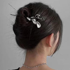 2023 nuevos palillos de Metal irregulares simples, horquillas chinas, accesorios para el cabello para mujeres - Product Image 4