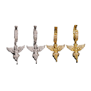 Nouvelle Arrivée Boucles d'oreilles en Argent Sterling 925 Style Ange avec Moissanite, Pendentif Fin, Style Hip Hop Iced Out - Product Image 4