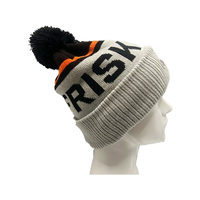 Bonnet en tricot à pompons thème Tigre, avec applique tête de tigre brodée, chaud et doux pour l'automne et l'hiver, unisexe, ajustement réglable, 100% acrylique